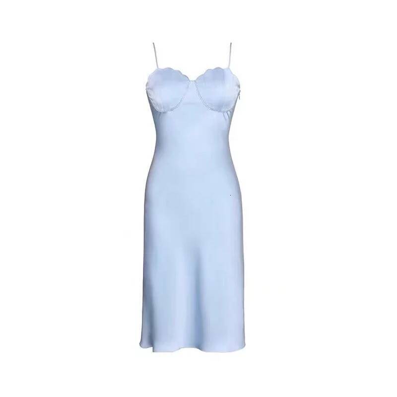2025 new women's dress sexy, elegant, luxurious satin dress solid design color backless summer party spaghetti strap dress designer casual sleepw
