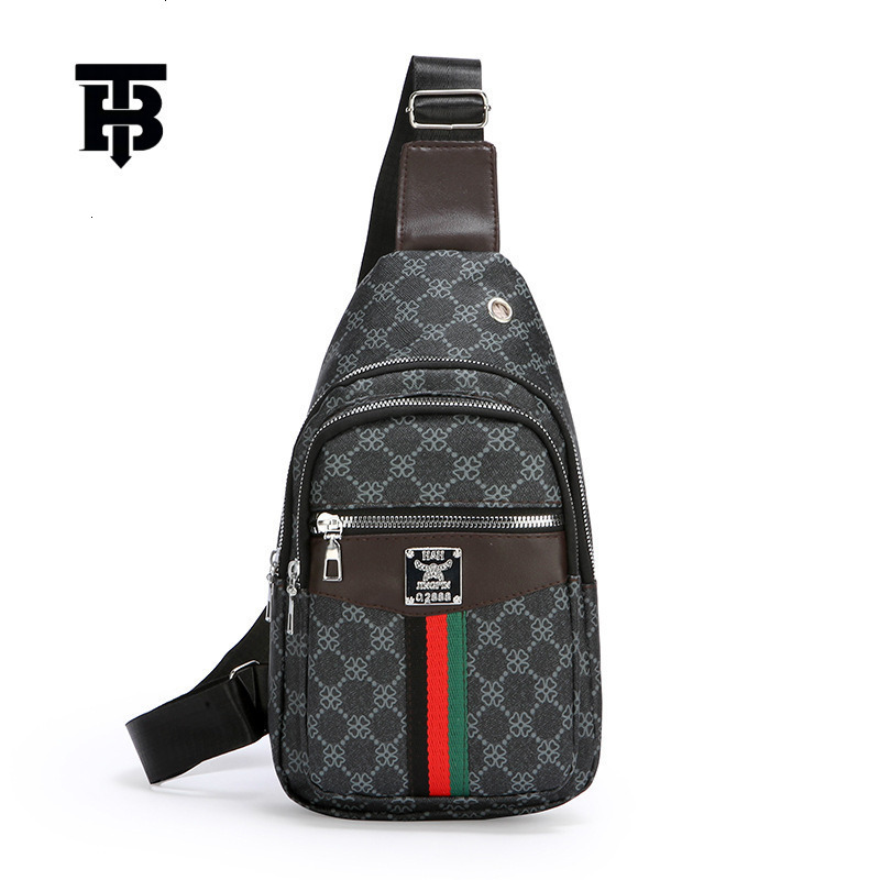 Designer Bag New Personalized Printed Men's Chest Bag Trendy Casual Versatile Shoulder Bag Water-resistant PU Luxury Bag Texture Commuter Crossbo