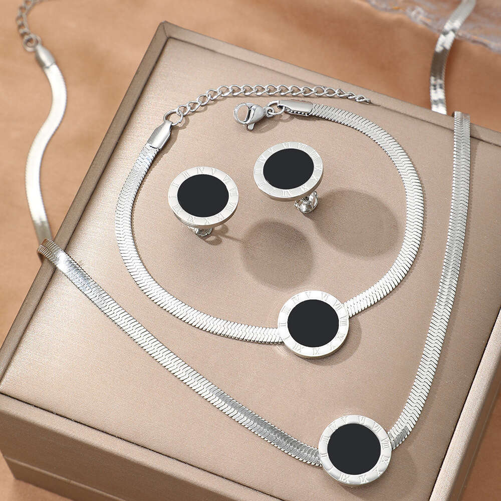 DH collections: Korean - style Stainless - steel Roman Numeral 3 - piece Set - Unique and Versatile