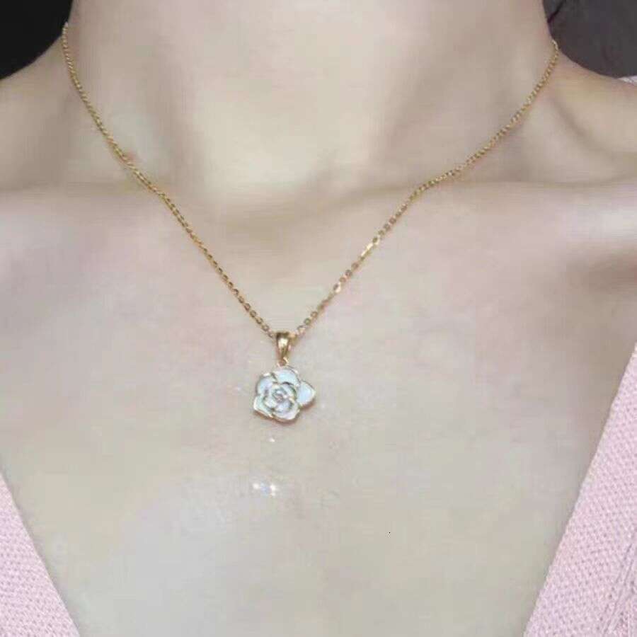 DHpet Camellia Necklace for Women Spring Summer 2023 New Pearl Pendant Style Clavicle Light Niche Sweater Chain
