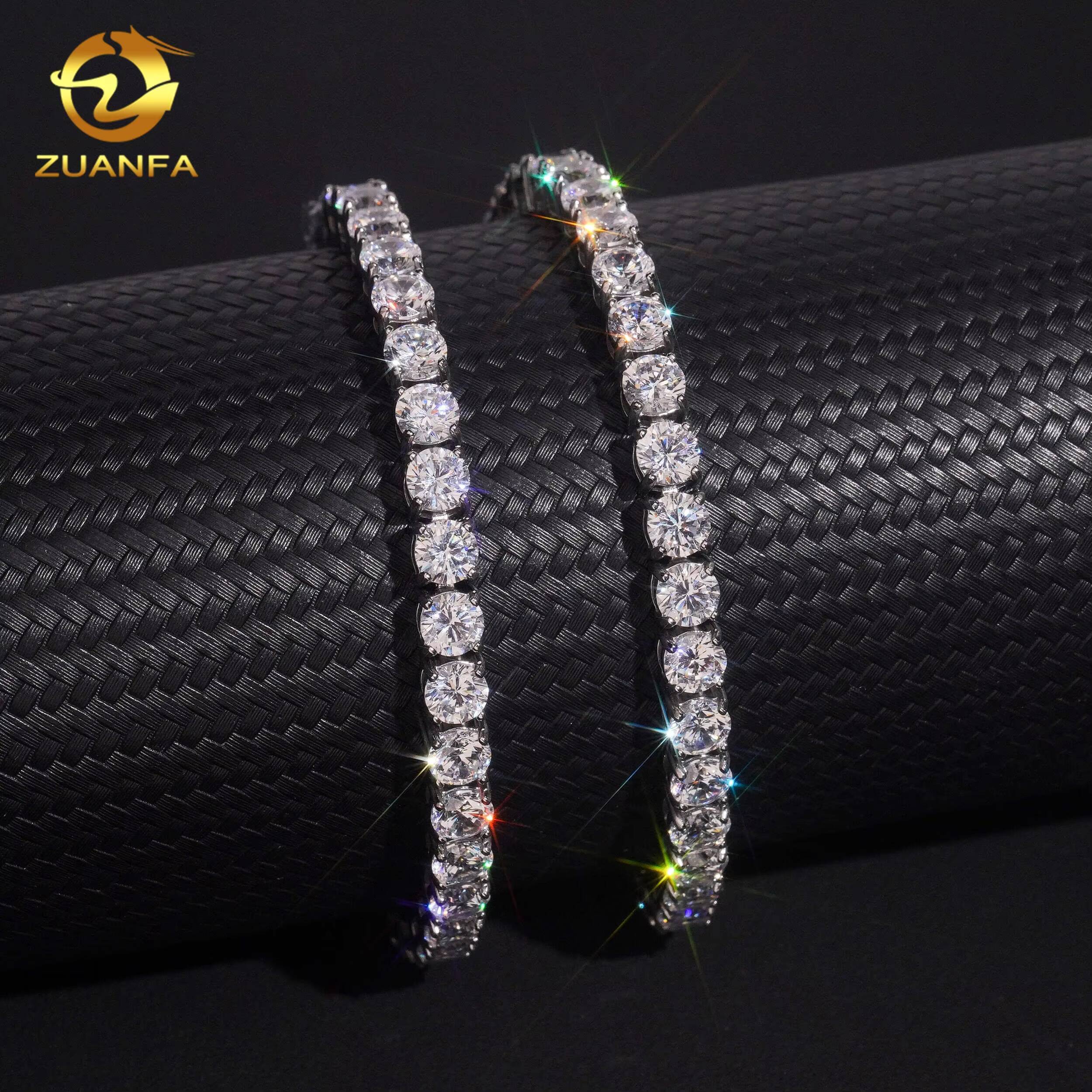 Wholesale Fast Shipping 316L Stainless Steel Tennis Chain Iced Out Jewelry Hip Hop Sparking Moissanite Cheap Price Tennis Necklace