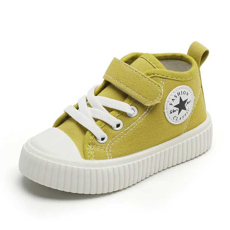 Childrens canvas high top 2025 Spring and Autumn new sle boys casual anti slip girls board shoes soft sole baby C260130