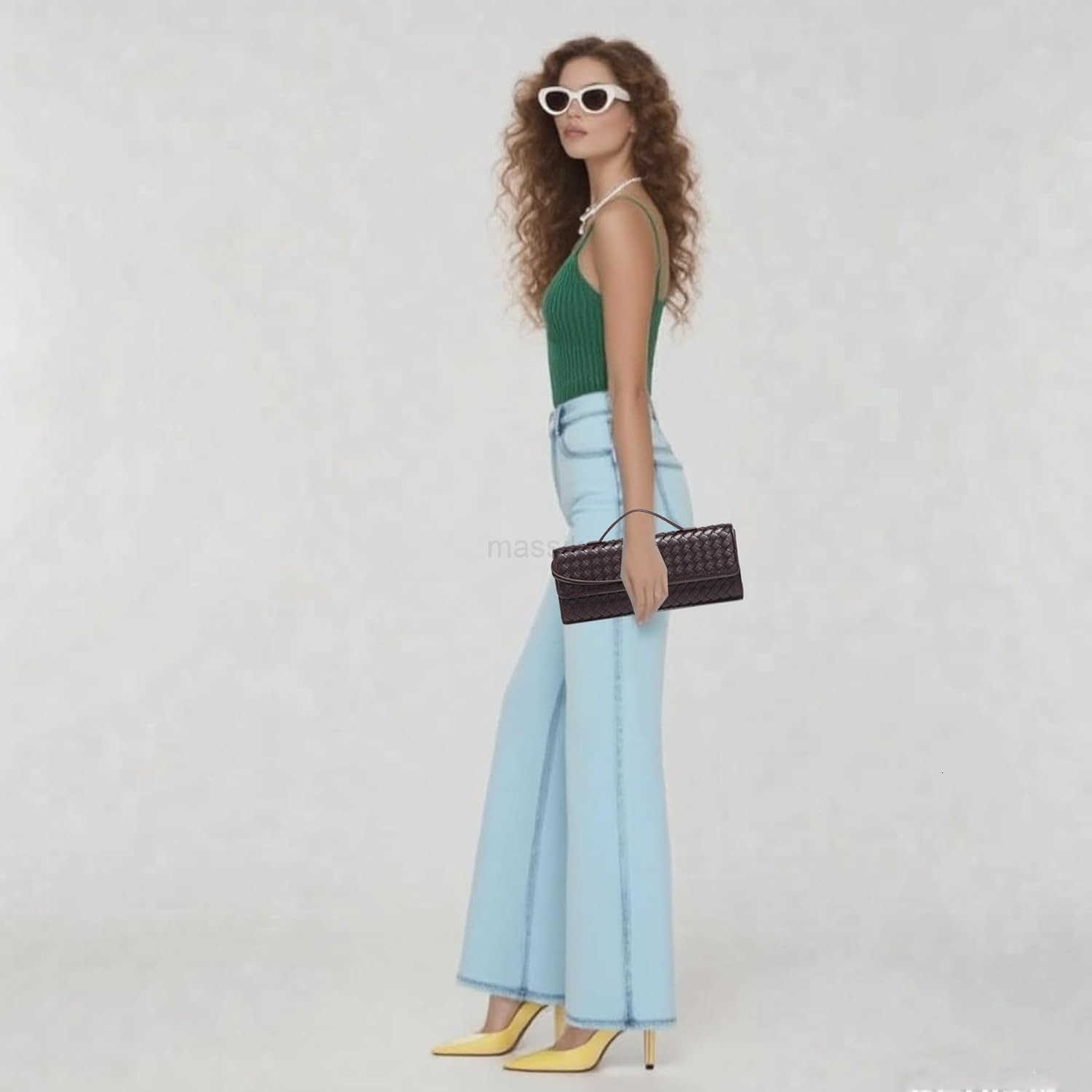 Woven Evening Clutch Purses Shoulder Handbag Crossbody Bags with Adjustable Shoulder Strap Trendy Handmade M250906