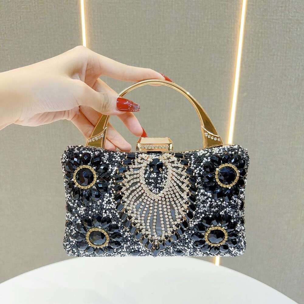 New Style Socialite Heavy Embroidered Diamond Evening Diamond-Encrusted Handbag for Women Wedding Banquet Matching Cheongsam Women's Bag