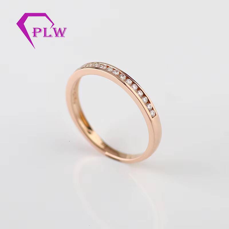 Rose Gold White Gold Melee Moissanite Channel Setting Half Eternity Moissanite Band