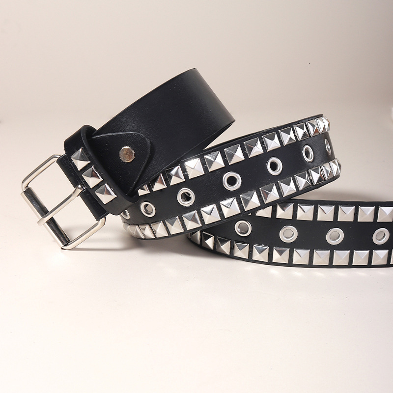 mens belt studded black hot girl punk unisex personality men and women fivepointed star bullet rivet buckle jeans belt designer belt belts for women d