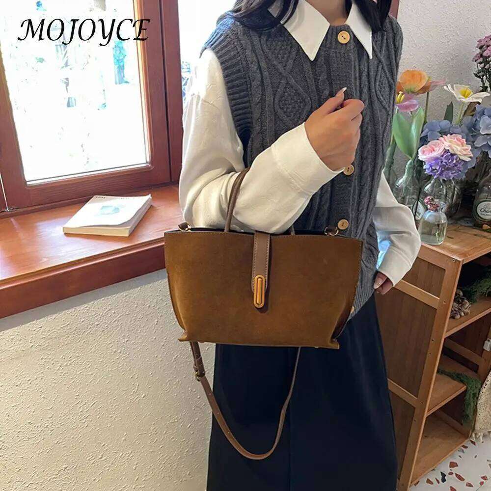 Designer Bag Women Faux Suede Fashion Shoulder Solid Color Trendy Carrying Designer Tote Handbag Outdoor Travel Bag