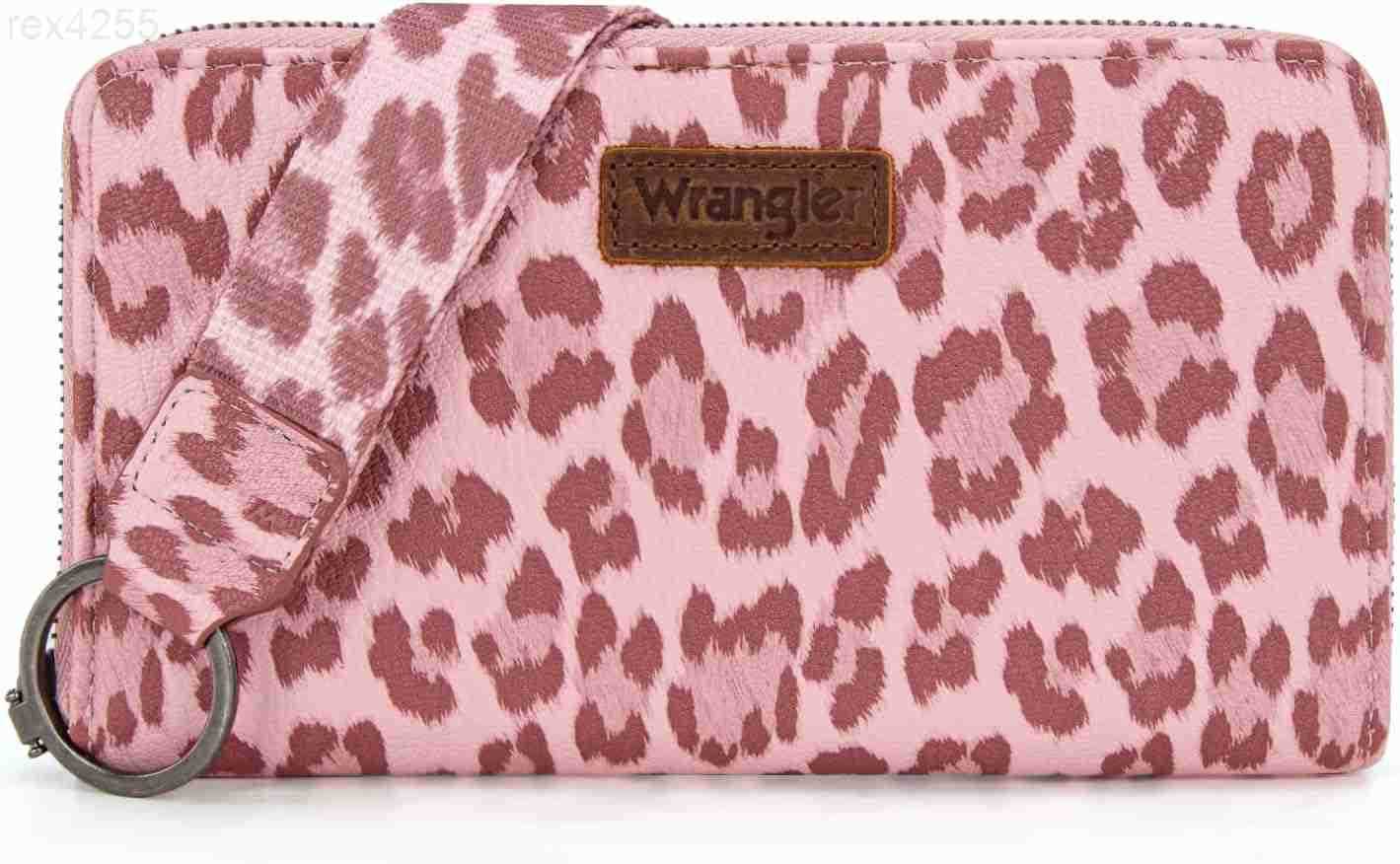 Pink Wallet for Women Ladies Female Leopard Print Large Wristlet Wallets Card Cases Money Organizers CluTCh Phone Wallets WESTern Zipper WalleW250906