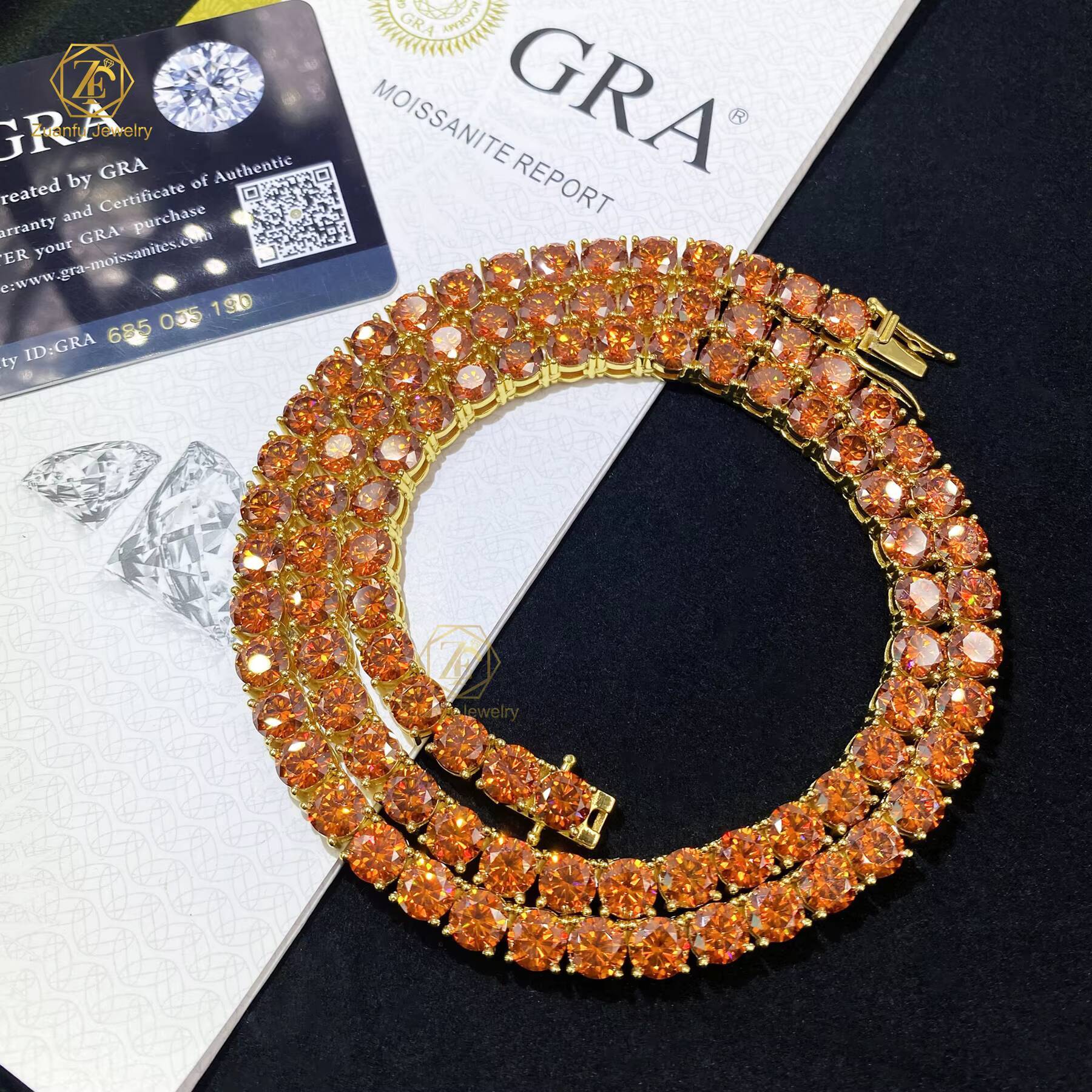 Fashion Jewelry Custom 65mm VVS Yellow Champagne Black Green Red Pink Moissanite Diamond S925 Tennis Chain Necklaces for Women