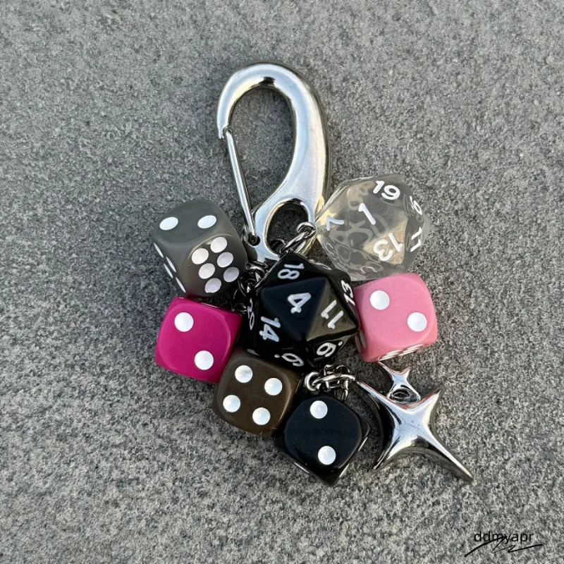 Keychains Charms Pink Dice Pendant: Black Acrylic Billiards Keychain, Y2k Starburst Bag Charms, Cool Ddmydec Ornament Accessories Ddmydec Ddmydec Ddmy