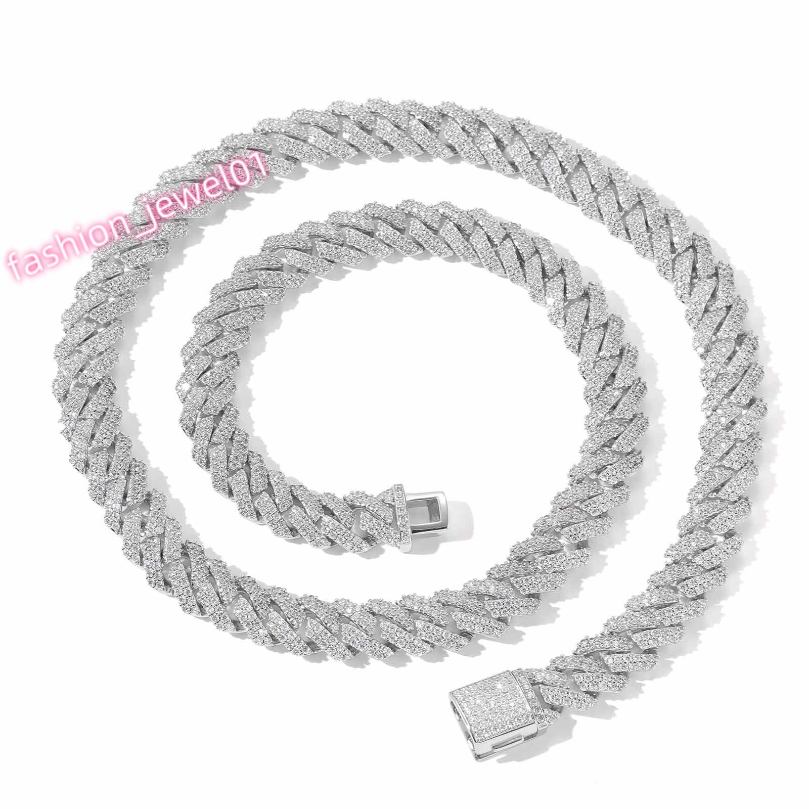 10MM 925 Sterling Silver Cuban Necklace VVS Moissanite Diamond Link Chain Iced Out Cuban Link Chain Hip Hop Jewelry