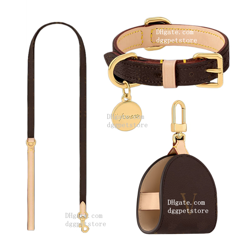 Designer Dog Collars Leash and Dog Bags Holder Stylish Dog Collar with Round Dog Tag-Luxury Style, Soft Adjustable for Small Medium Large Dogs Dog Birthday Gift B320