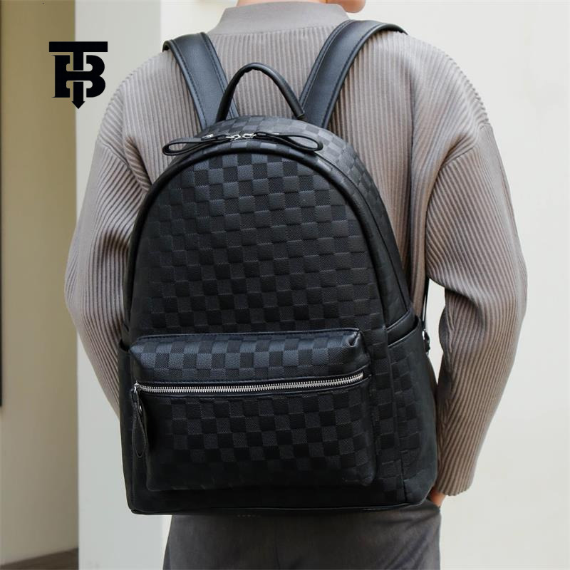 Designer Bag Backpack Men's Bag Trendy Brand Classic Leather Plaid Backpack Trendy Street Fashion Korean Luxury Bag Version Student School Bag La