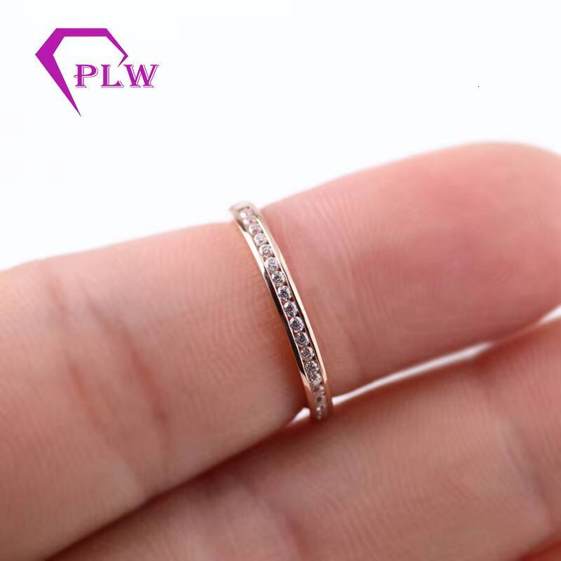 Rose Gold White Gold Melee Moissanite Channel Setting Half Eternity Moissanite Band
