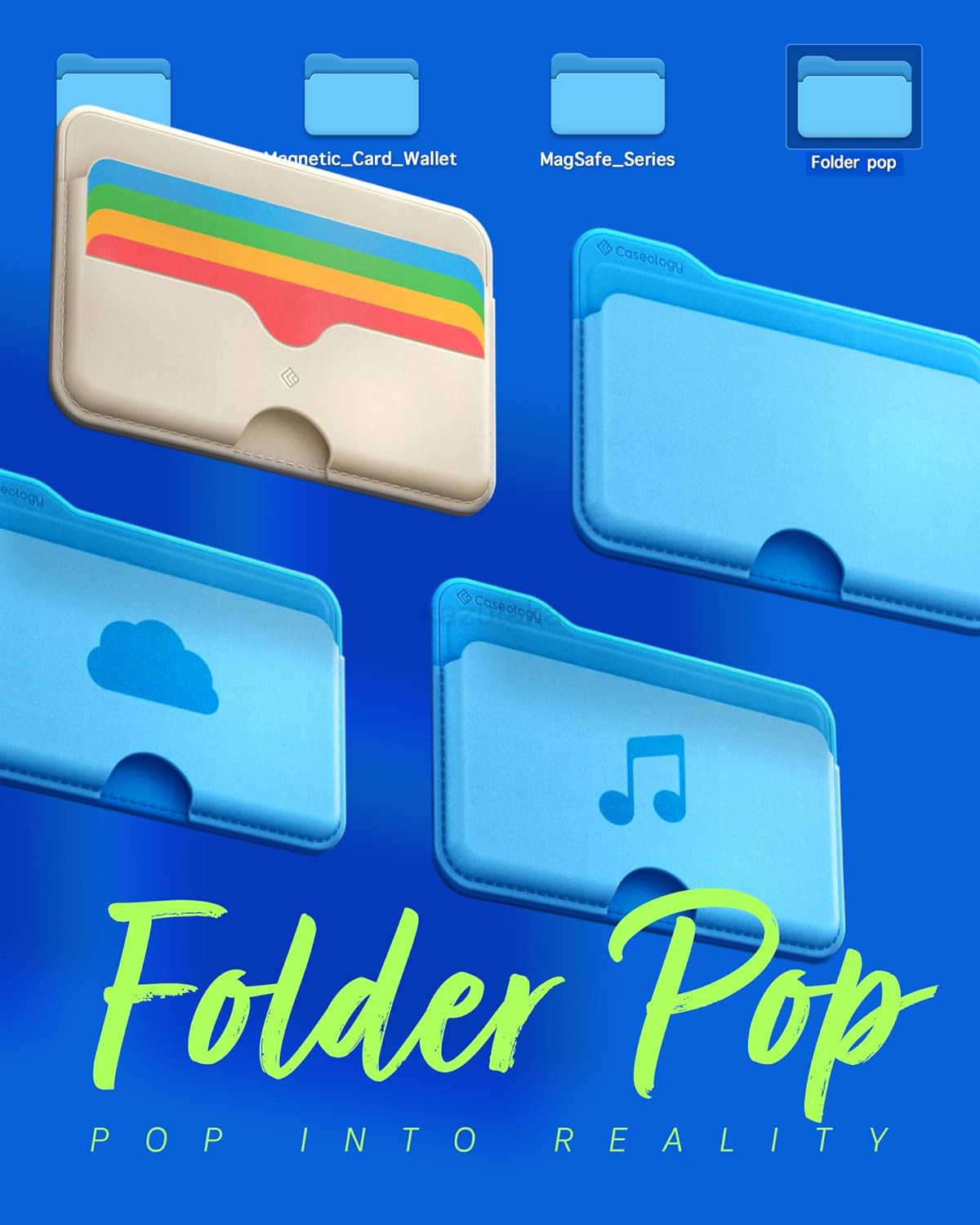 Folder Pop Builtin Magnet NonSlip Silicone pad Vegan Leather Wallet Magnetic Card Holder Sleeve Compatible with Magsafe for iPhone 16 15 14 13 12 Seri