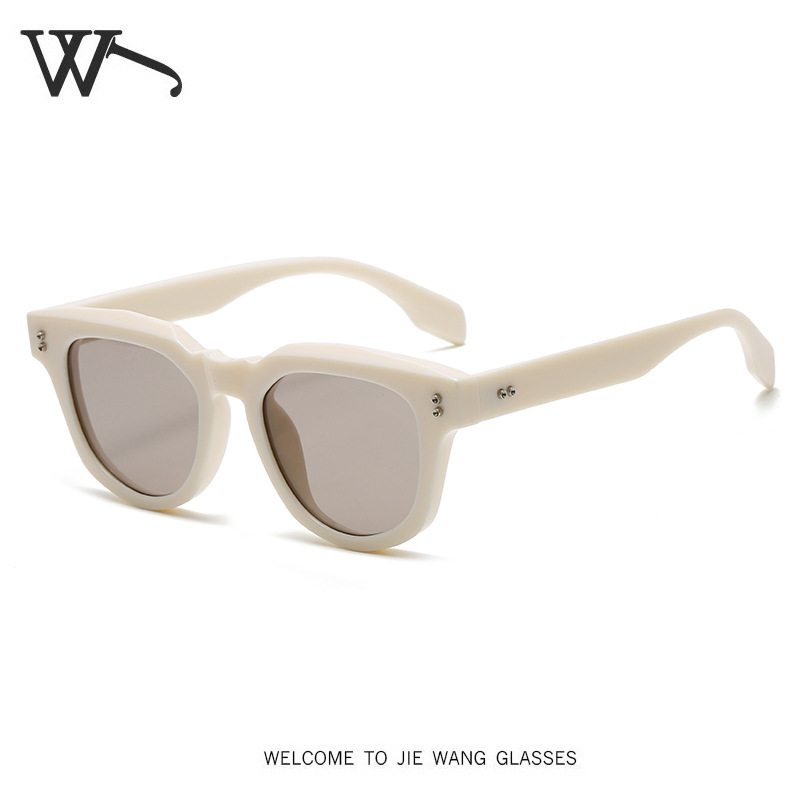 New Trendy Square Oval Frame Sunglasses with Double Rivets High end UV Protection Shades for Both Men and Women