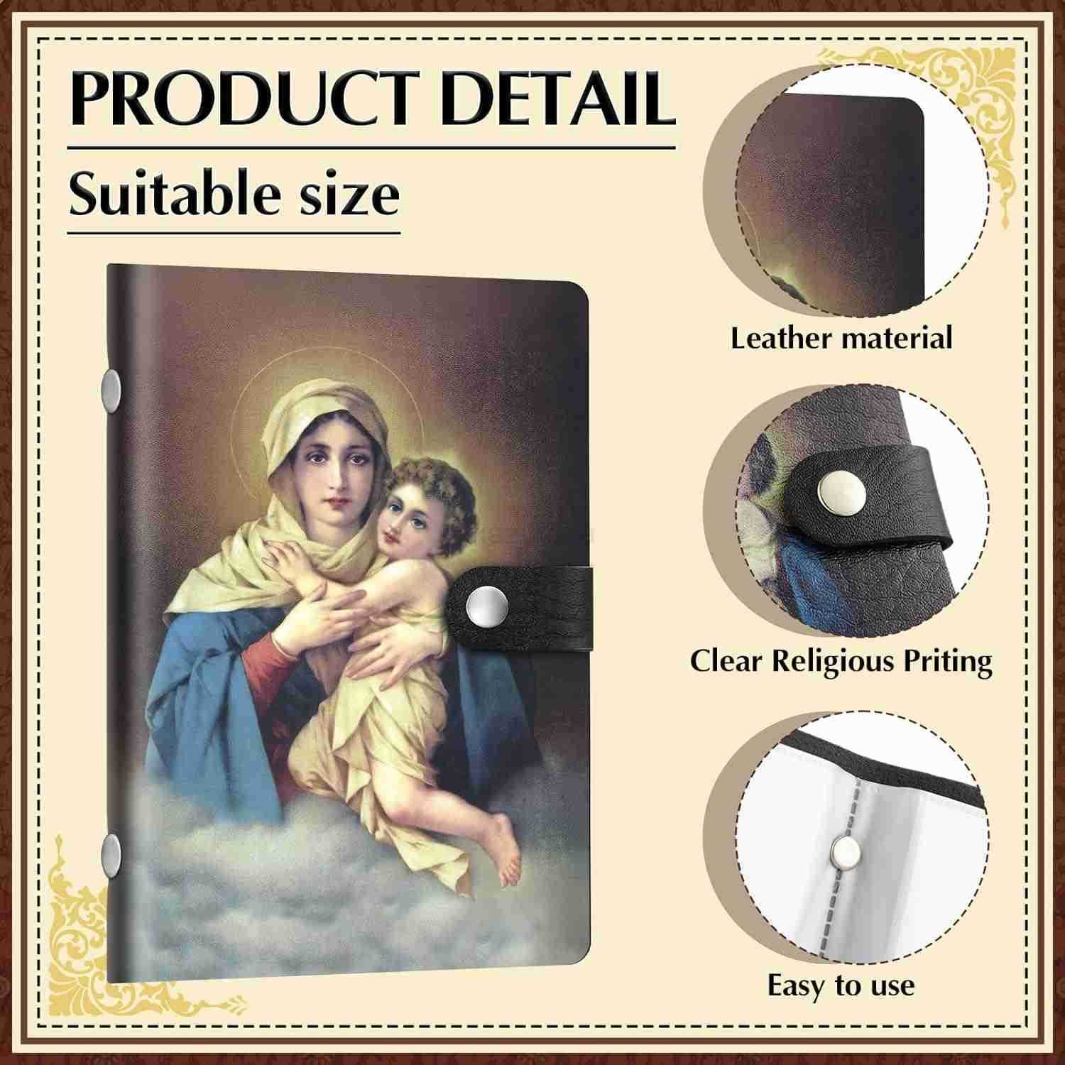 4 Pcs Holy Card Holder Carrying Each Case Hold to 40 Prayer Holder with Gold Stamped Cross Faux Leather Holy Bag Card Organizer for Religious PrayerPa