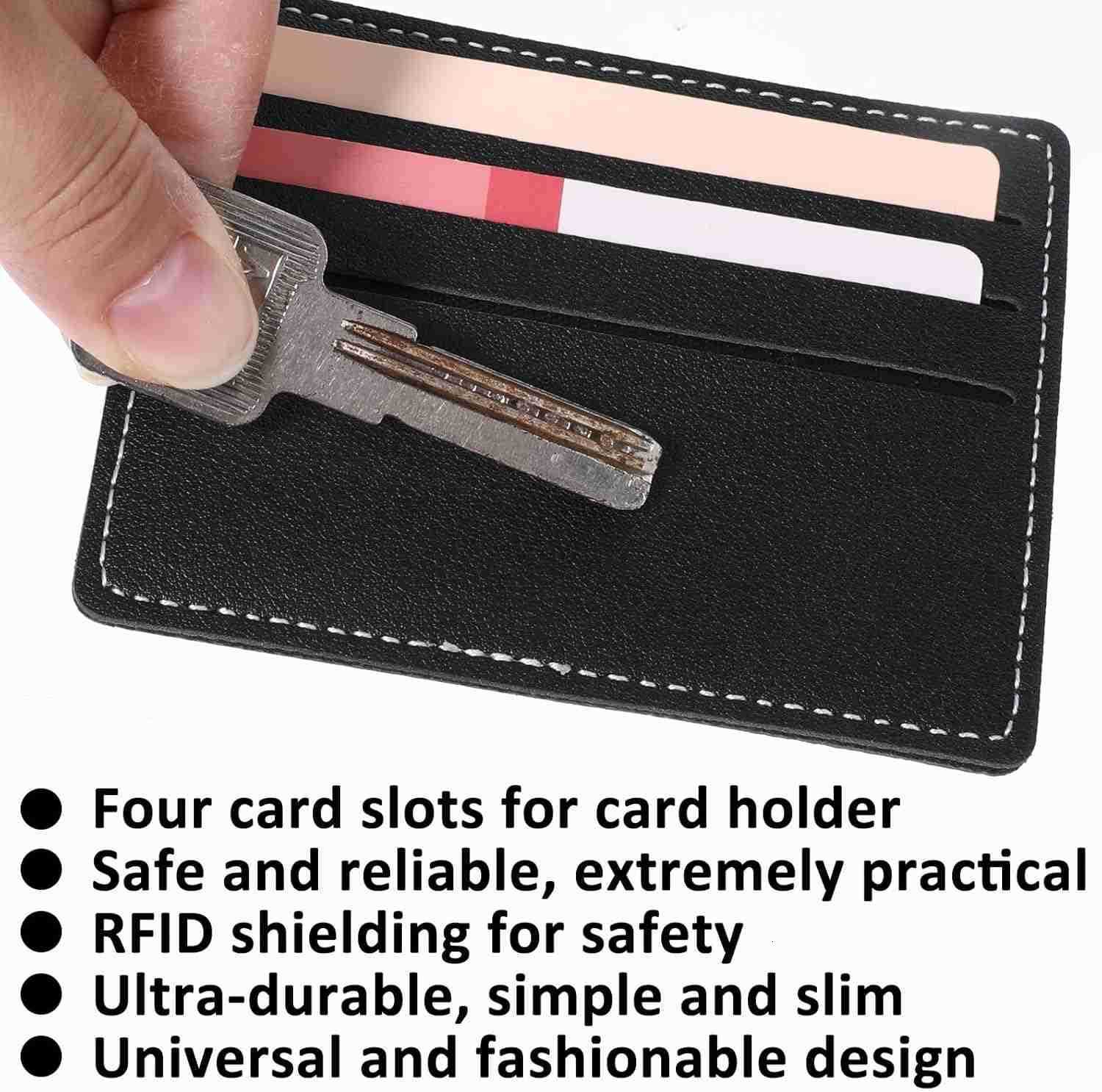 Holder Minimalist Slim Wallet Small RFID Blocking Card Cases Compact Thin Front Pocket with ID Window for Women MenBlack Z250906