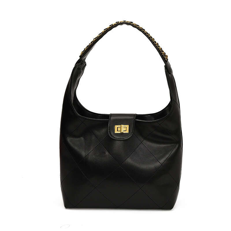 Trendy Chain Small for Women, Quilted Embroidery New Casual Bucket Bag, Fashionable Large Capacity Commuter Underarm Bag