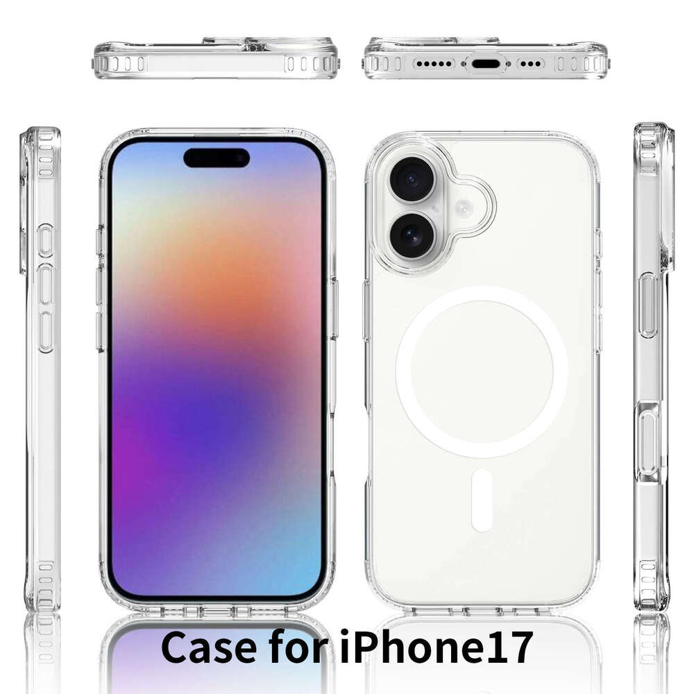 DHelectronics Suitable for Apple Anti-Scratch 2.0mm Magnetic Transparent Phone Case 17 Pro Two-in-One Airbag Protective Cover