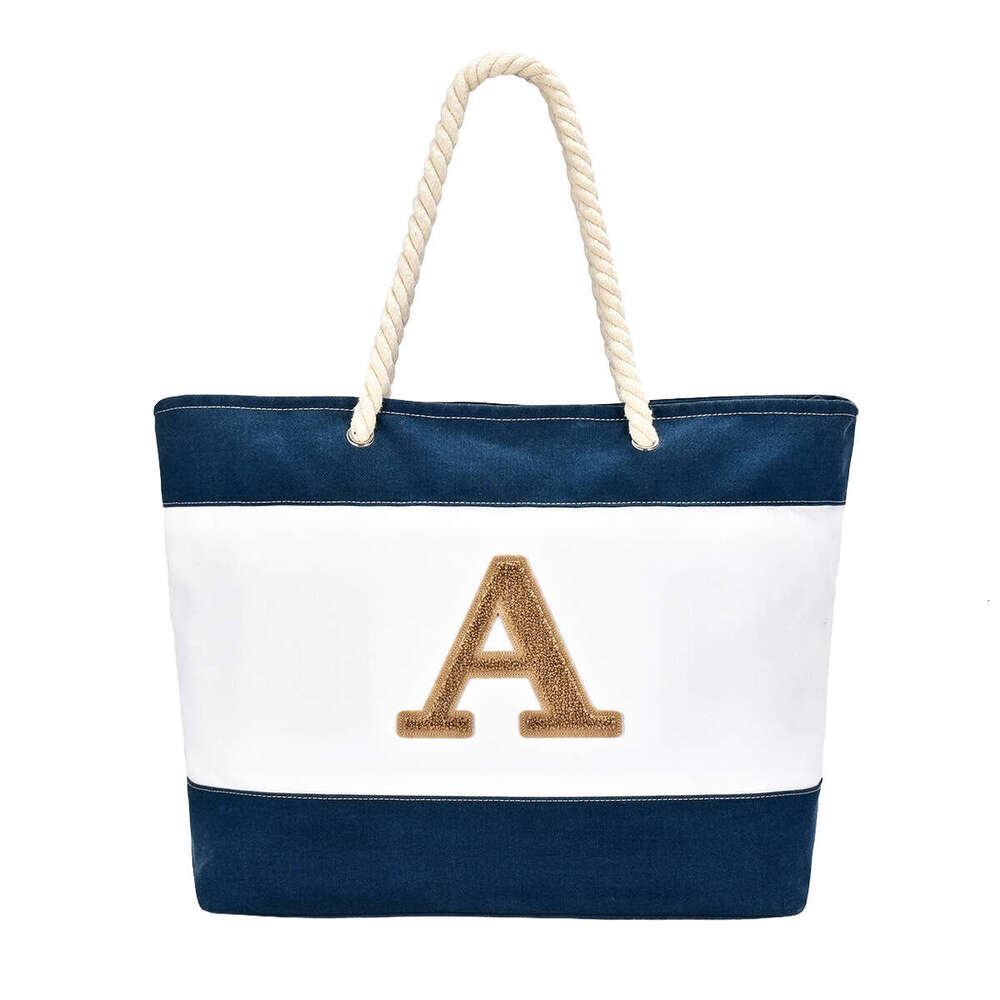 Large Capacity Underarm Beach New Versatile Casual Letter Tote Canvas Patchwork Shoulder Bag