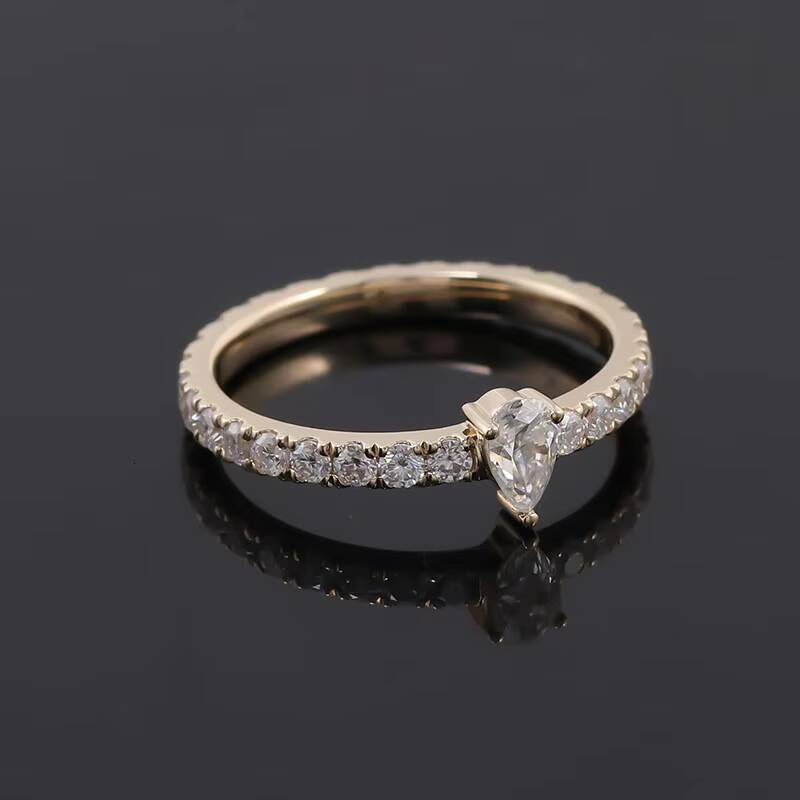 Provence Fashion Jewelry Simple Design Pear Cut Moissanite Engagement Rings High Quality 10k Yellow Gold Fine Jewelry Ring