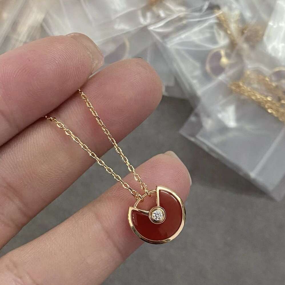 DHpet Amulet Necklace for Women Sier Plated with Rose Gold Natural White Mother-of-Pearl Red Agate Malachite Collarbone Chain