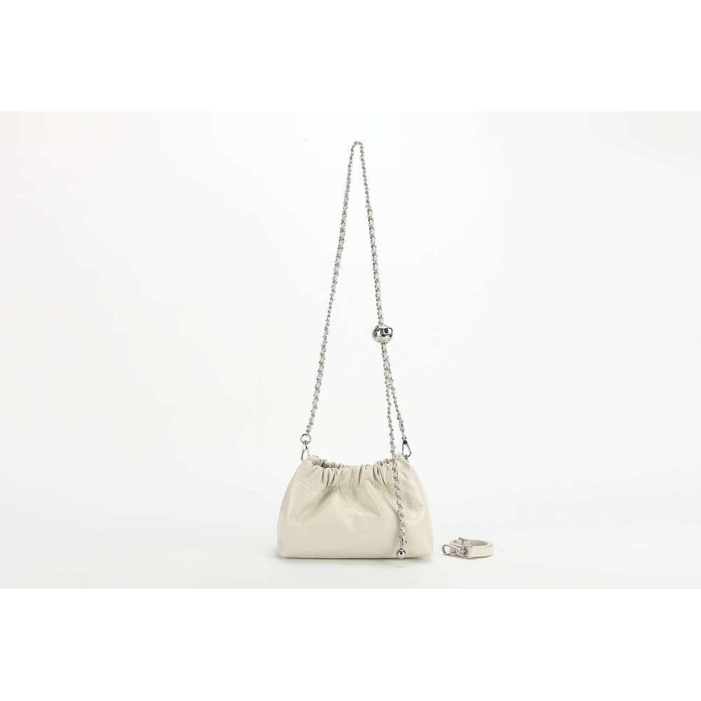 Genuine Leather Women's New High-End Wrinkled Cloud Fashion Versatile Shoulder First Layer Cowhide Simple Crossbody Bag