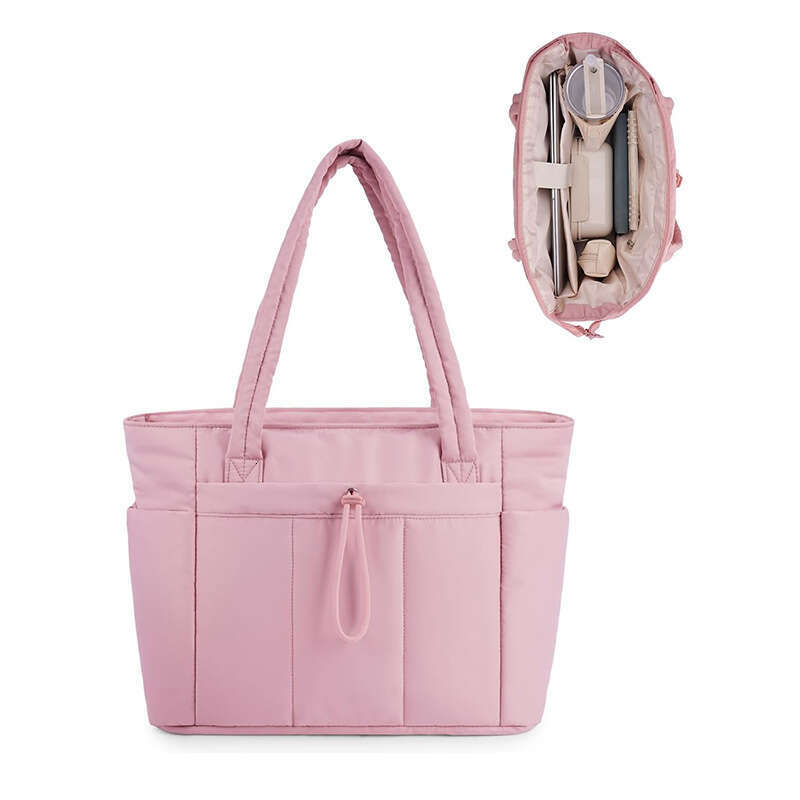 New Quilted Tote Women's Lightweight Travel Shoulder Casual Handbag Laptop Bag