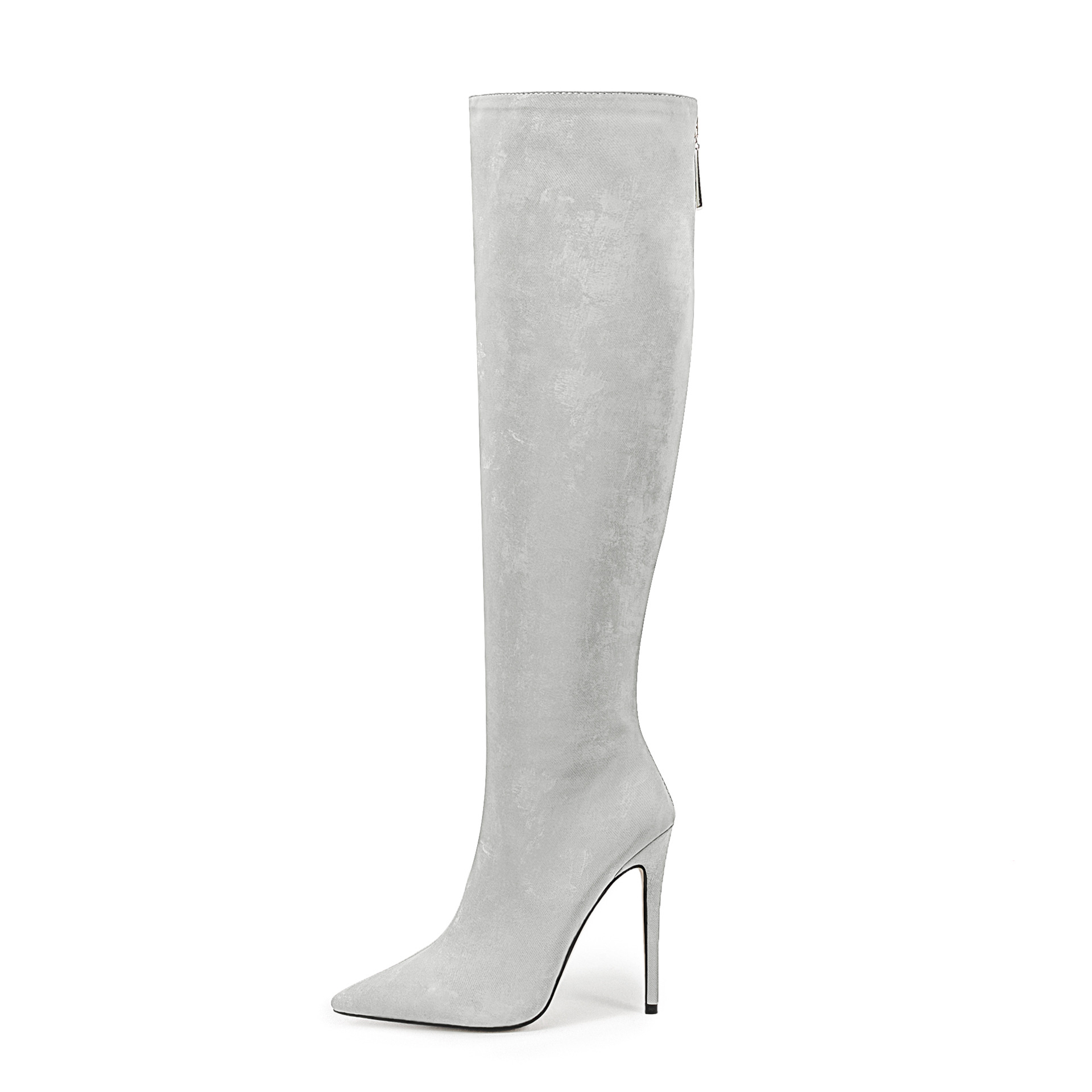 Chengdu Handmade Satin Pointed Toe Knee High Boots - Stiletto Heel Riding Boots (5 Elegant Colors) Slimming Runway Fashion Boots