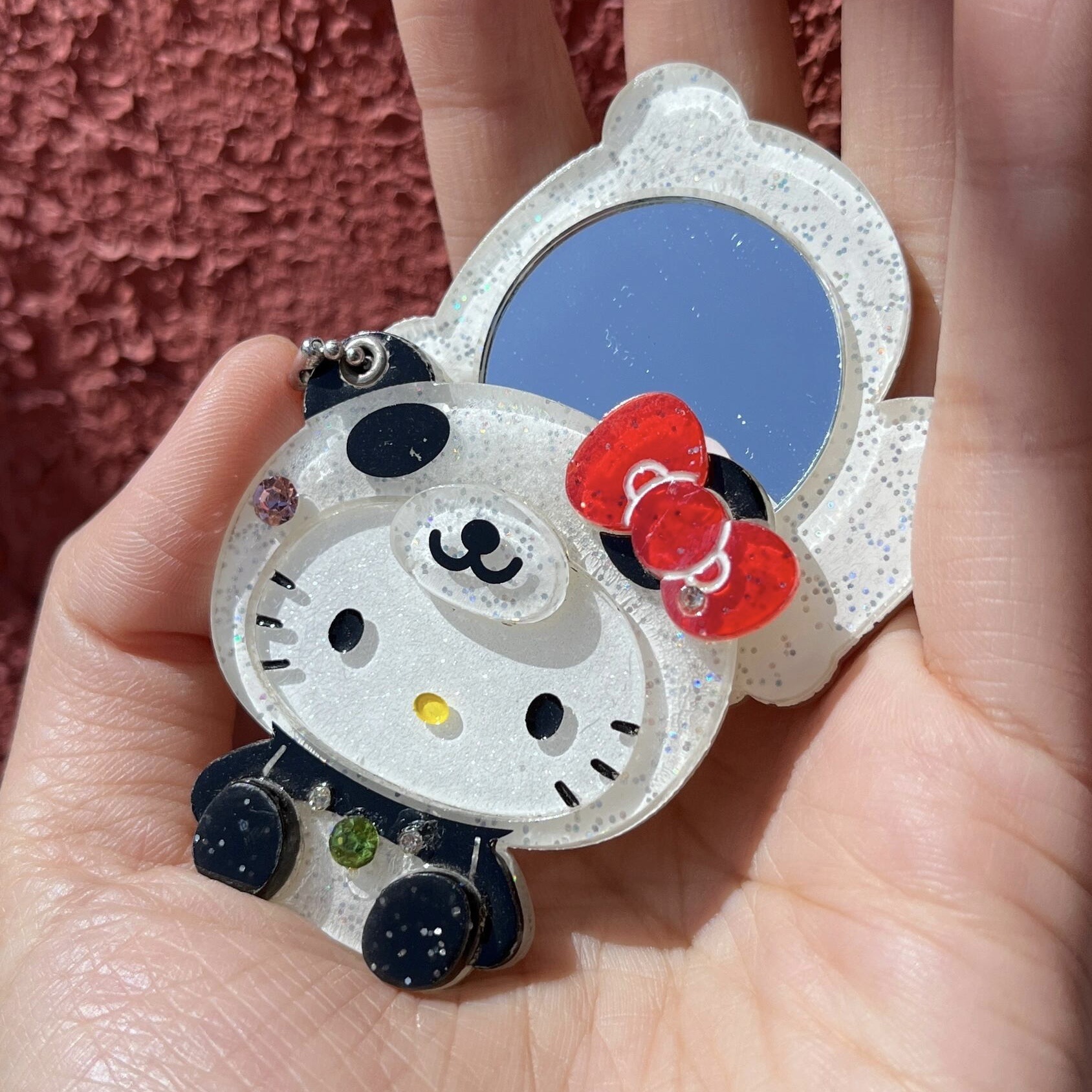 Portable Kawaii Makeup Mirror Keychain Cartoon Sliding Cover Mirror Keyring Bag Pendant Hanging Decoration250711