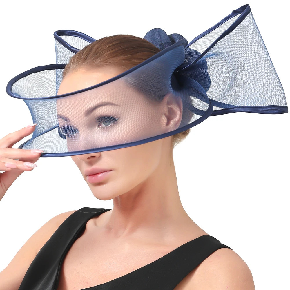 Navy Fascinator Wedding Pillbox Hat Women Elegant Fascinator Hats Hair Clip Church Ladies Party Headpiece Fashion Headwear 250905