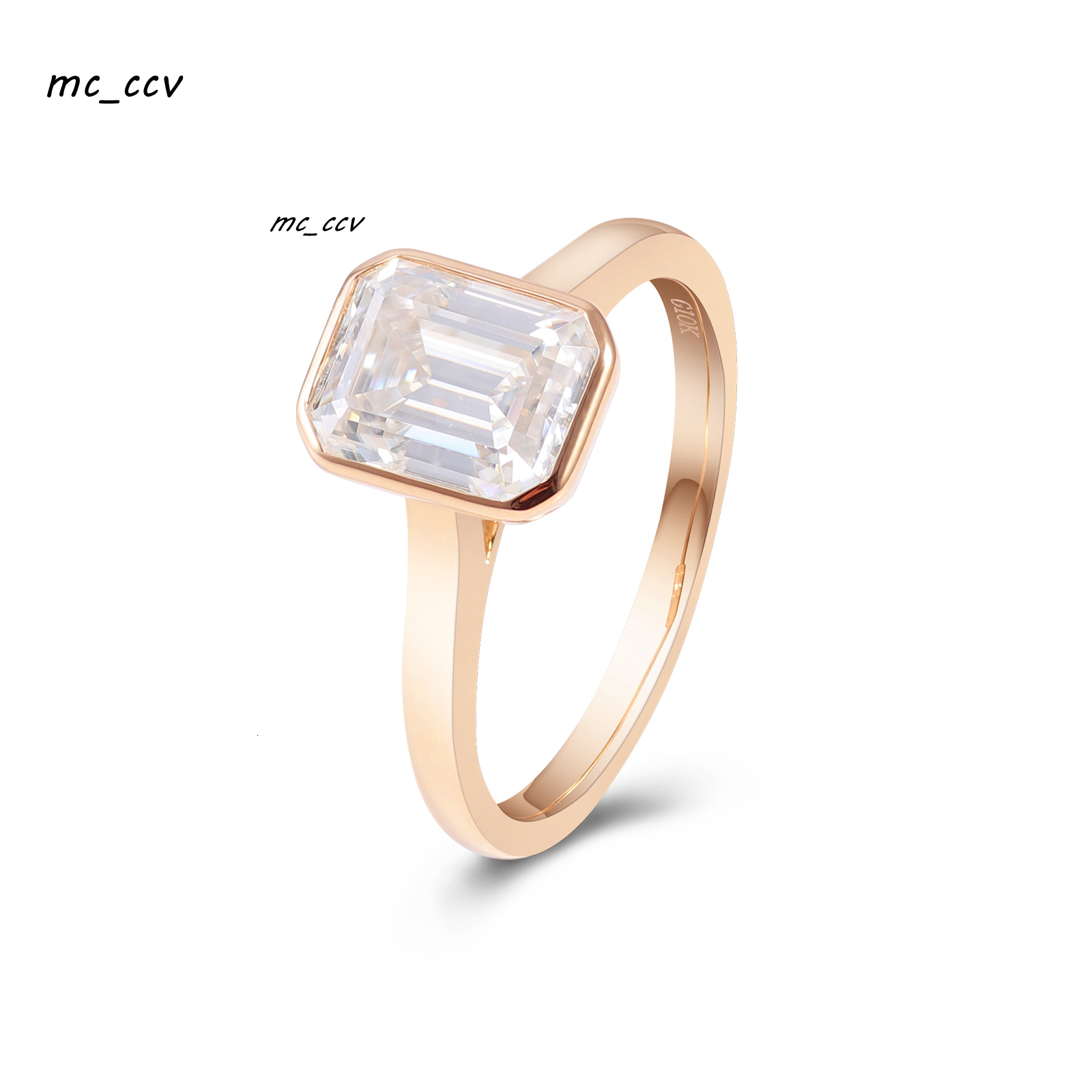 Manufacture Moissanite 2ct Emerald Cut Engagement Rings for Women D Color VVS1 14k Gold Diamonds Ring Moissanite Ring