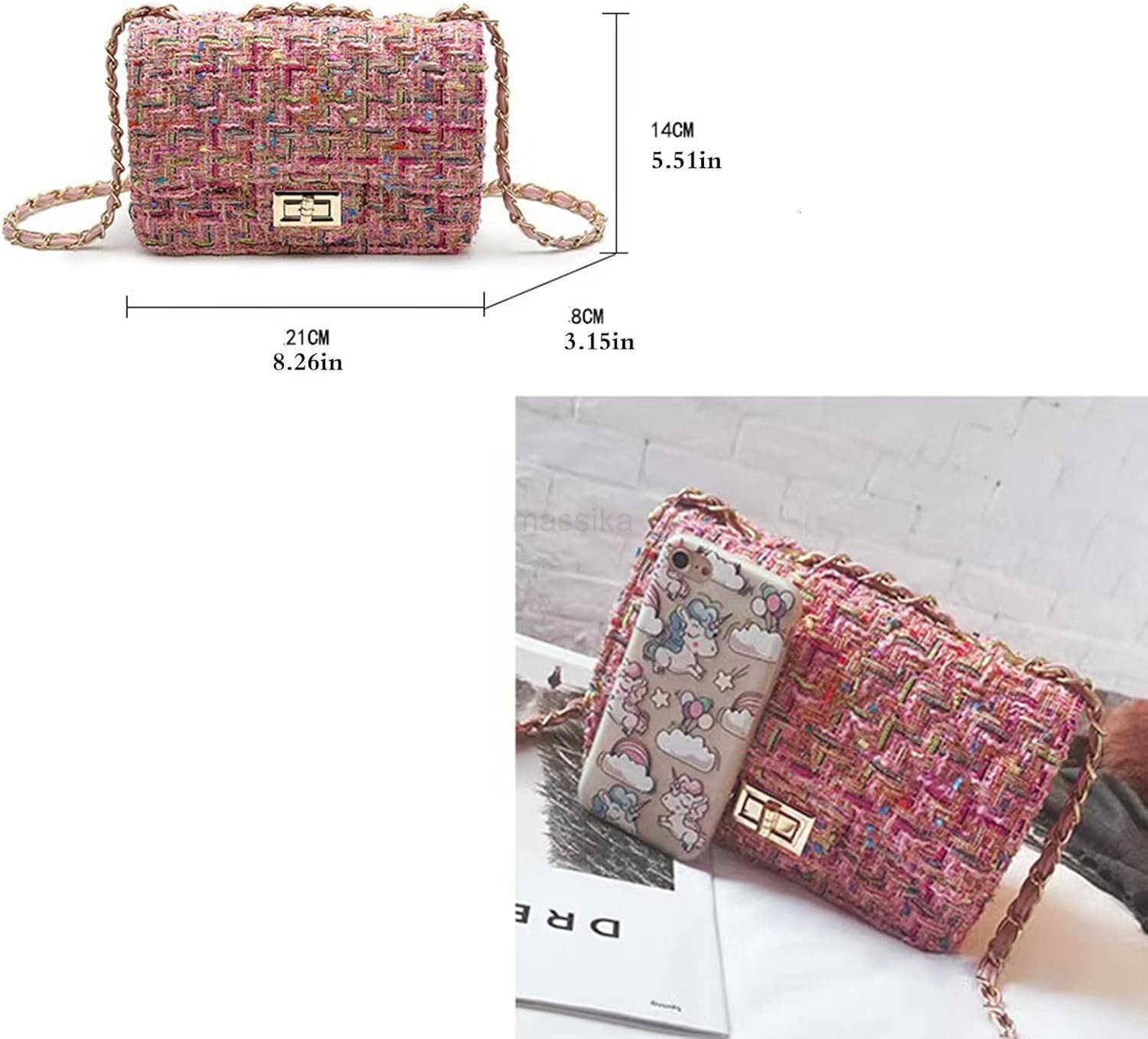 Designer Shoulder Bag for Women Trendy Mini Clutch Evening Bags Quilted Chain Cross body Bag Tweed Purses for Women M250906