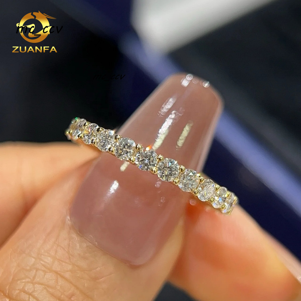 18K Yellow Gold VS DEF Color 125CT Round Brilliant Cut Lab Diamond Ring Band Eternity Ring