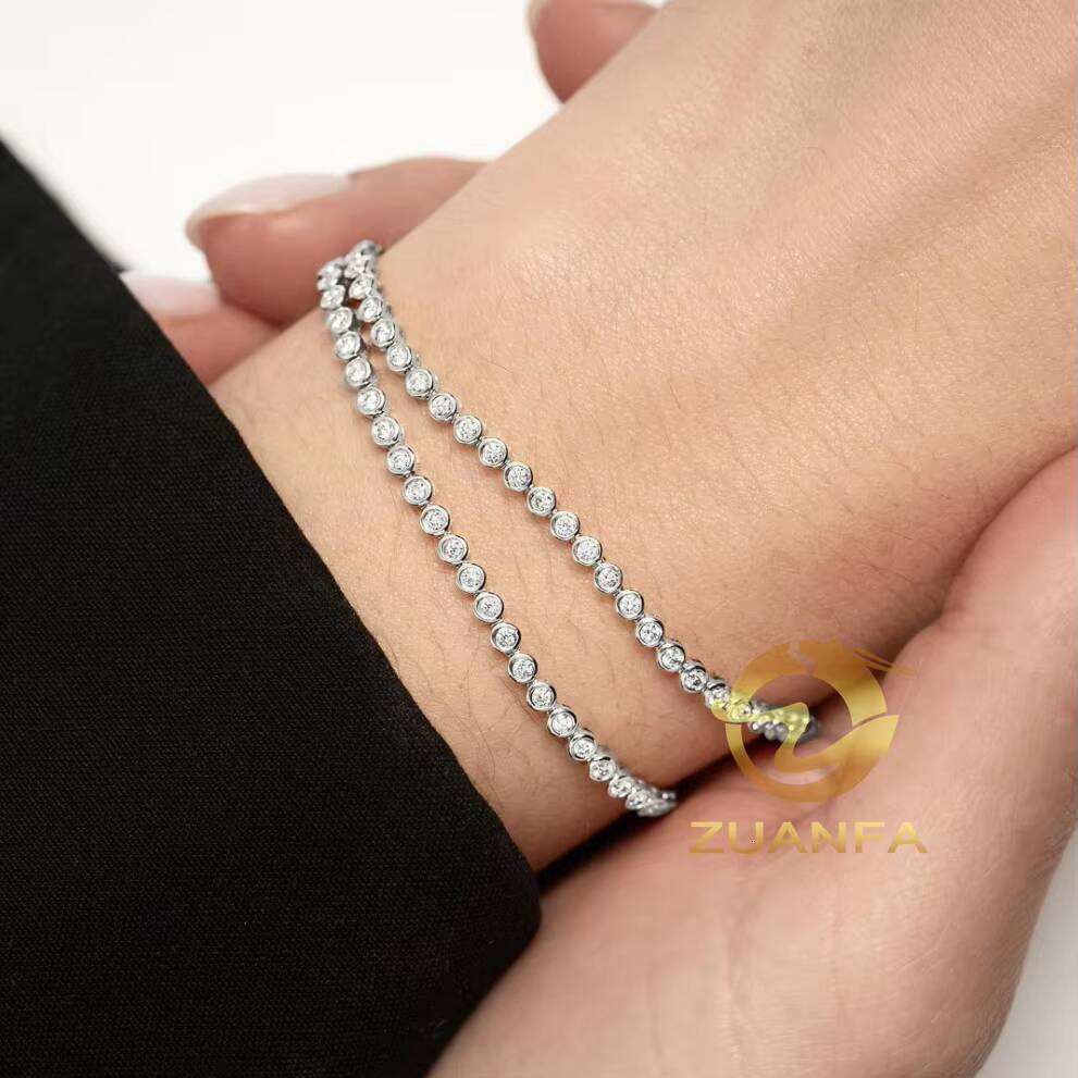 Factory Price Pass Diamond test 3mm Moissanite Tennis Bracelet Bezel Hip Hop 925 Moissanite Tennis Chain Diamond Tennis Necklace