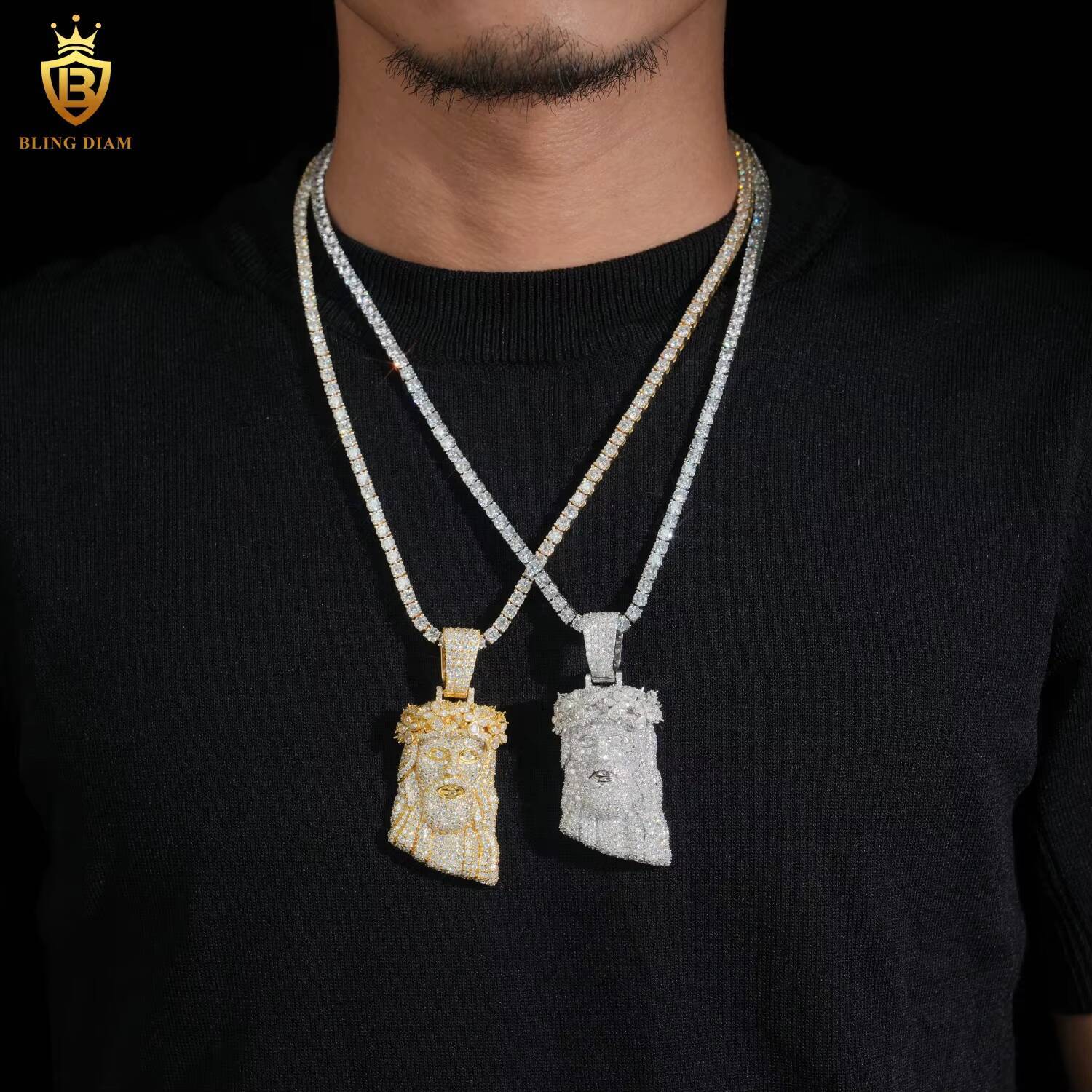 New Arrival Jesus Moissanite Pendant Hip Hop Style 925 Silver Moissanite Pendant Iced Out Jewelry Pass Diamond Tester with GRA