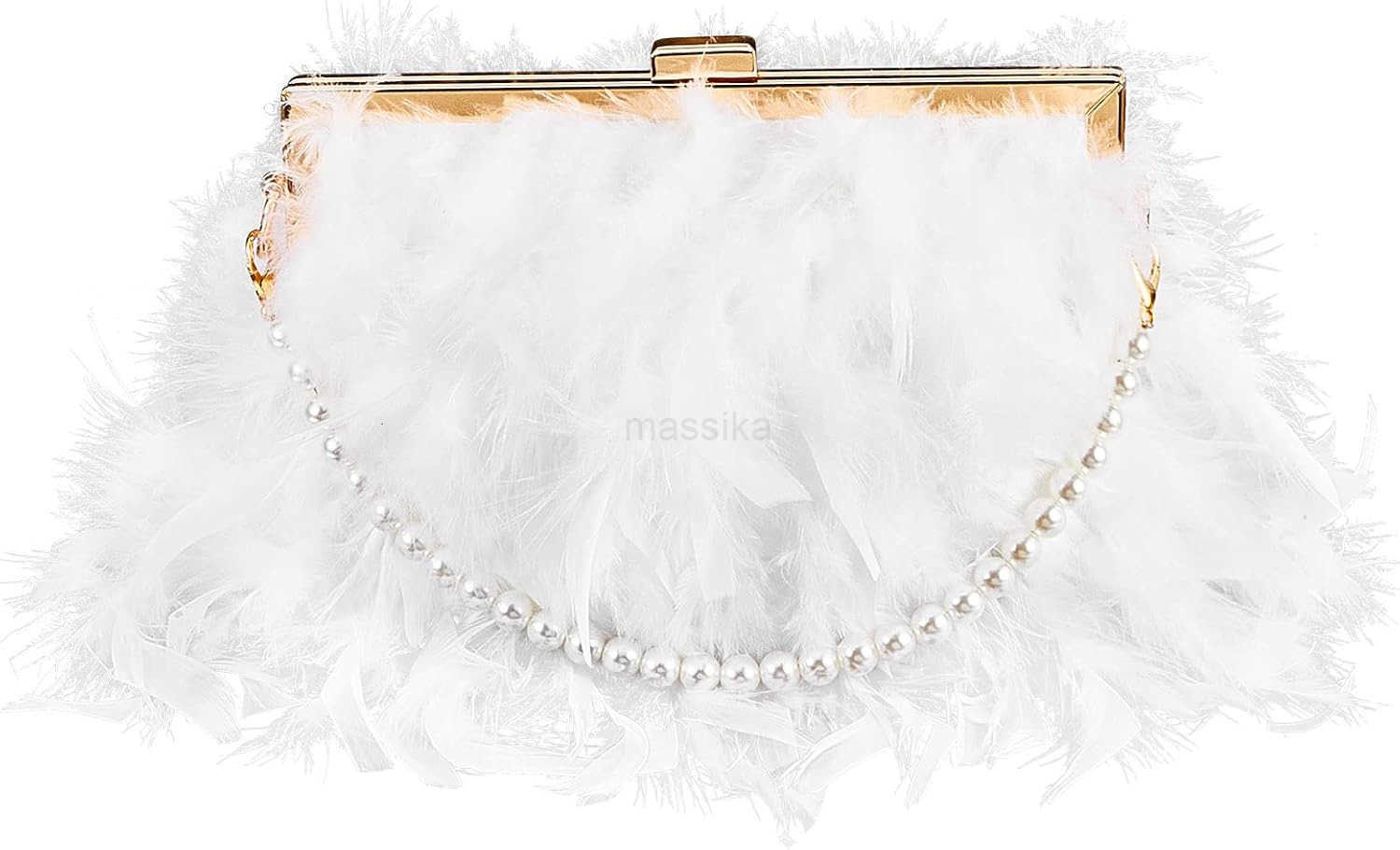 Feather Clutch Purses for Women Wedding Evening Bride Furry Purse Classy Fringe Glossy Designer M250912