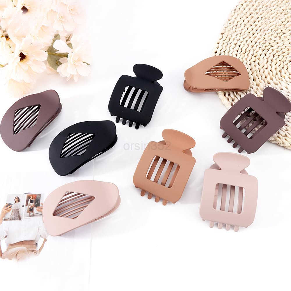 8Pcs Flat Hair Clips for Women Large Matte Flat Claw Clips 2 Styles Strong Hold Lay Down Claw Clips for Women Thick Thin Hair Styling AccessoriesW2509