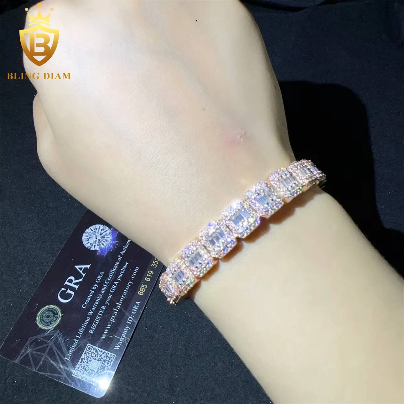 D Color VVS Moissanite Diamond Sterling Silver 925 9MM Lab Grown Diamond Bracelet Moissanite Cuban Link Bracelet