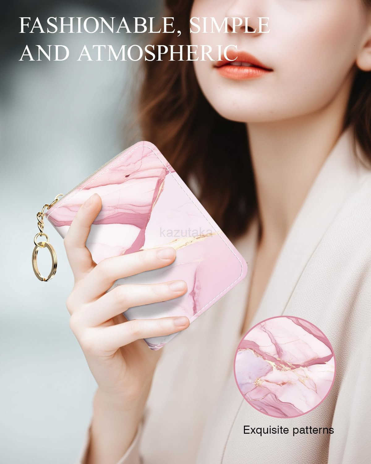 Holder Stylish RFIDBlocking Womens Slim Wallet Perfect for Business and Everyday Use Keep Your Belongings Safe and Organized Pink Marble Z250906