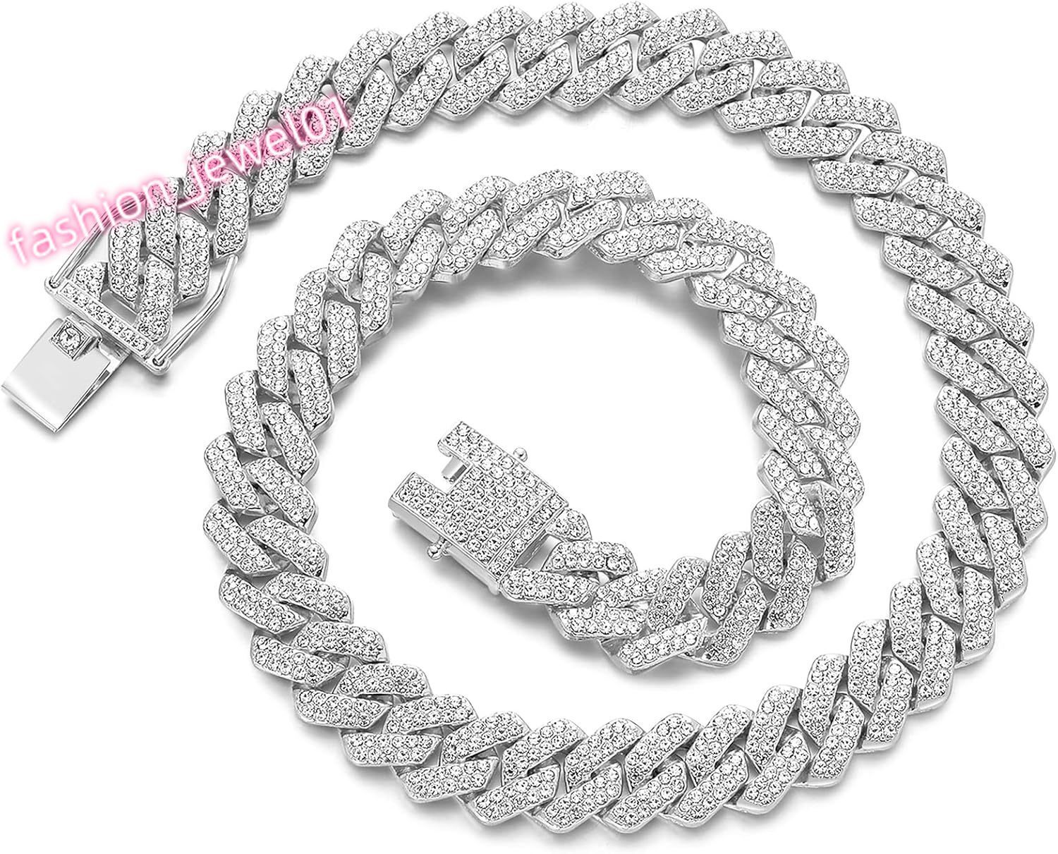 Link Big Stones Blue Clasp 10Mm Plated Stainless Steel Chain Gra Certified Vvs1 Moissanite Cuban Chain Sterling Silver