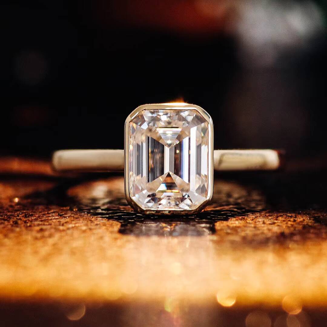 Manufacture Moissanite 2ct Emerald Cut Engagement Rings for Women D Color VVS1 14k Gold Diamonds Ring Moissanite Ring