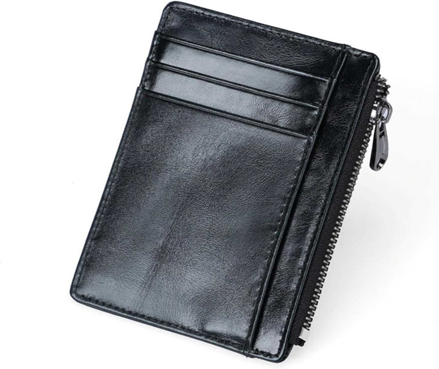 Card Holder Wallet For Men Women Small Minimalist Genuine Leather Wallet Compact RFID Blocking Card Case With Zipper Pocket Z250906