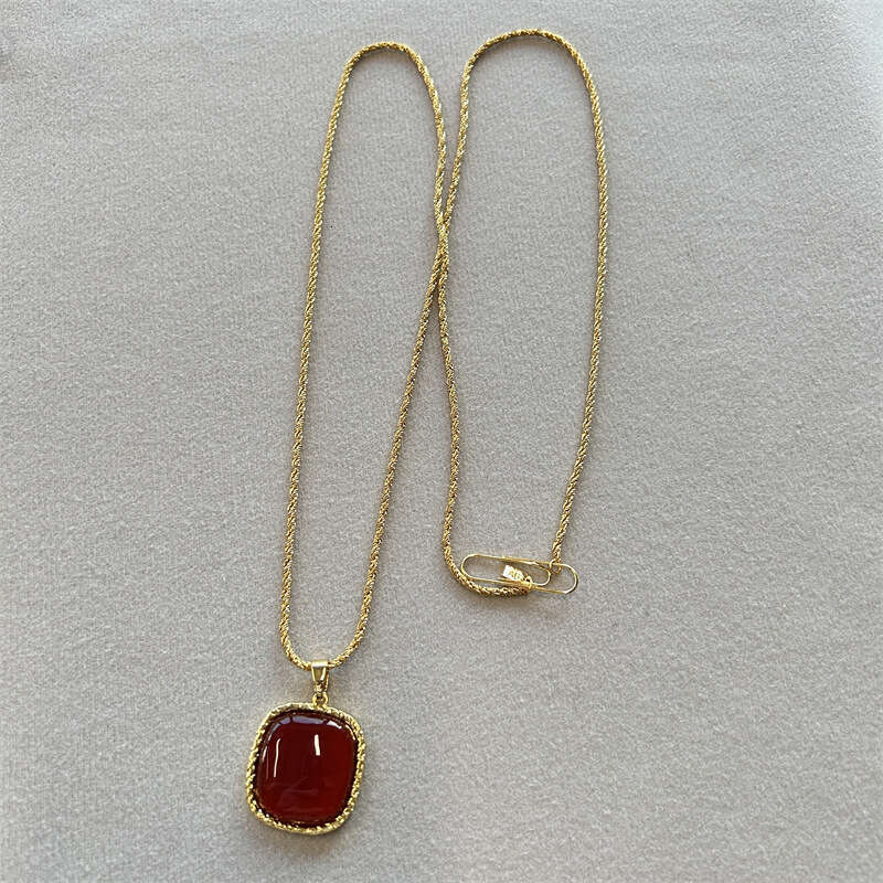 DHpet French Niche Aurel*Bid*an Natural Stone Long Necklace Vintage Style Light High-end Autumn Winter Sweater Chain for Women