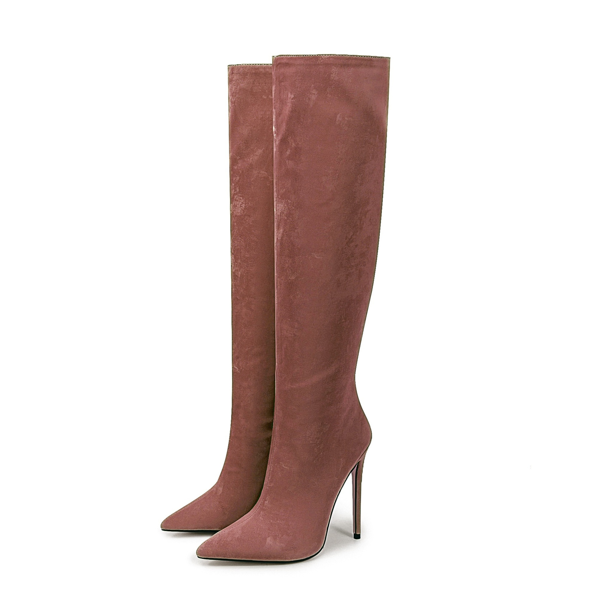 Chengdu Handmade Satin Pointed Toe Knee High Boots - Stiletto Heel Riding Boots (5 Elegant Colors) Slimming Runway Fashion Boots