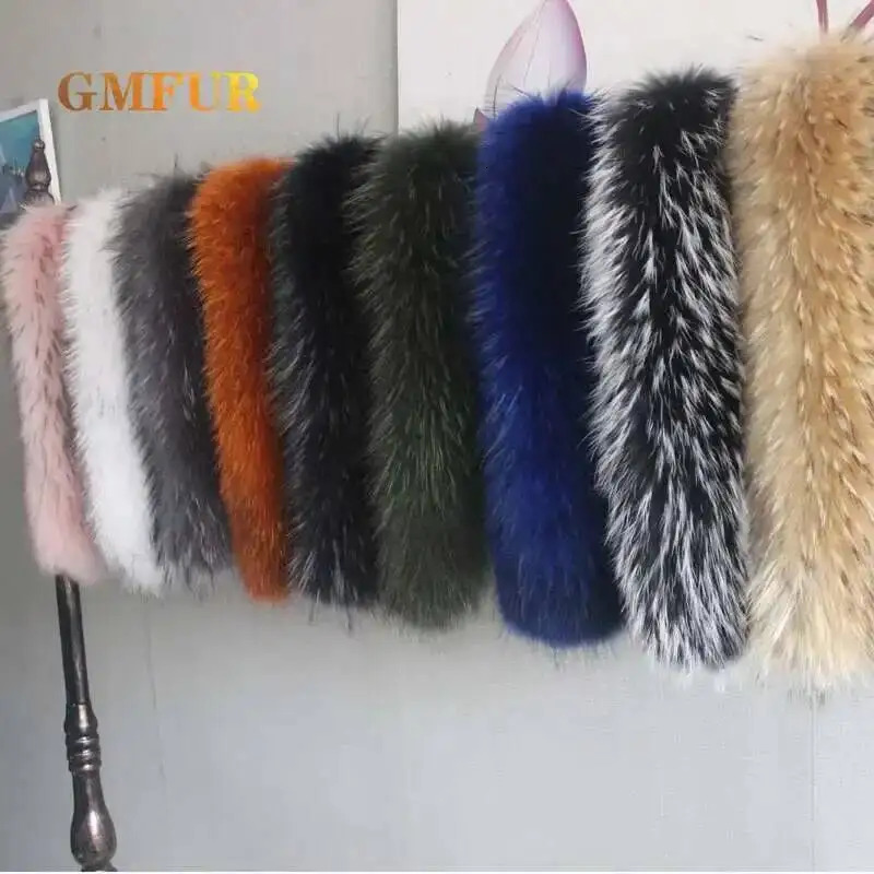 Winter Real Natural Raccoon Fur Collar Coats y Warm Women Large Scarves Female Neck Long Genuine Scarf 250906