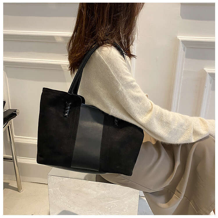 Matte Texture Large for Women 2024 Autumn Winter New Fashion Single Shoulder Commuter Color-Block French Underarm Bag