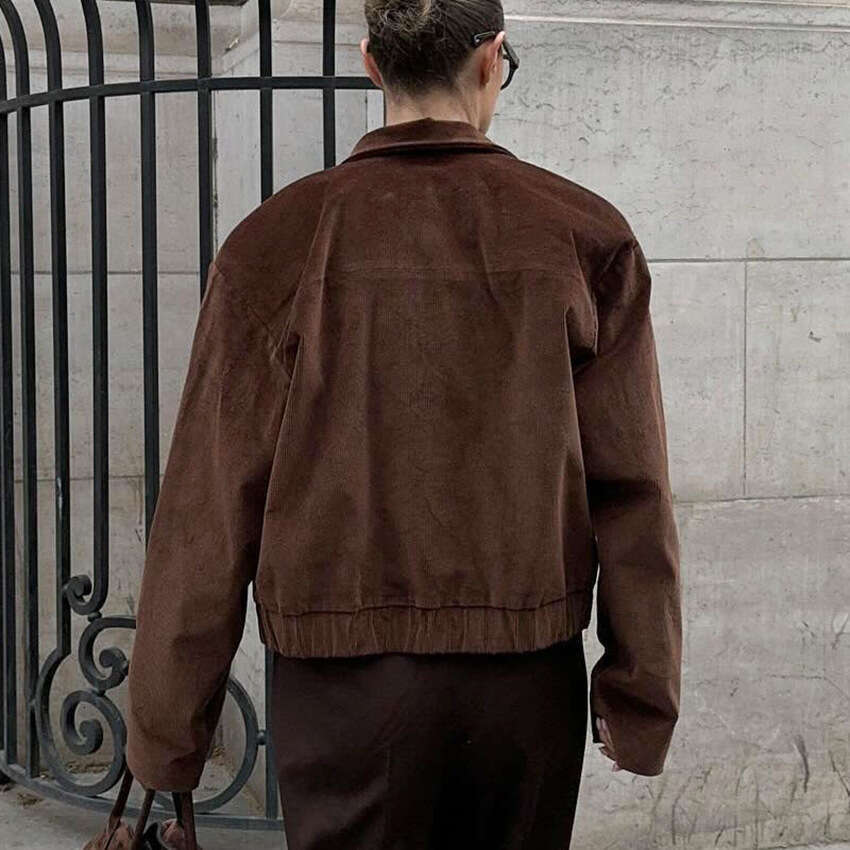 Autumn Winter New Corduroy Jacket With Turn-Down Collar, Stylish And Elegant Design For Commuting B3