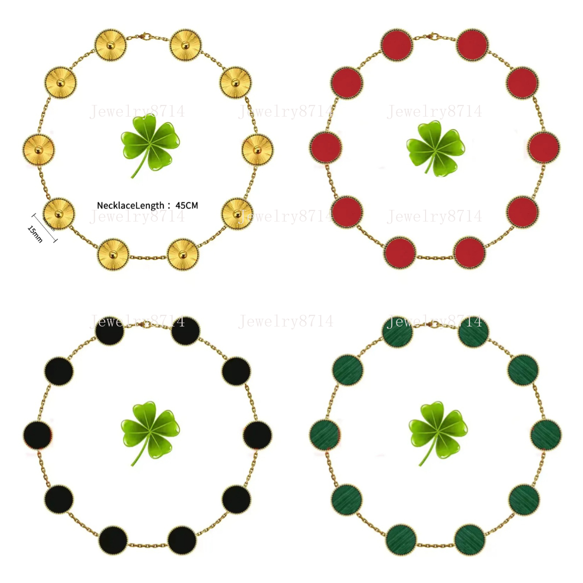 10 Motif Flower Necklaces Designer For Women Stainless Steel Plated Gold Jewelry Woman Mother Of Pearl Four Leaf Clover Necklace Daily Outfit Christmas Gift